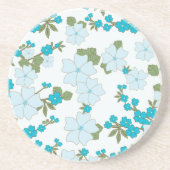 Blauwe bloemen, bloempatroon, patroon van bloemen zandsteen onderzetter (Voorkant)