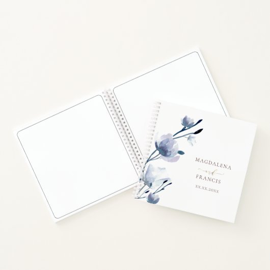 Blauwe bloemen bloesbloesem bruiloft Guest Book Notitieboek (Binnen)
