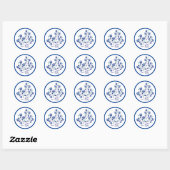 Blauwe Bloemen Boetiek Ronde Stiker Sticker (Vel)