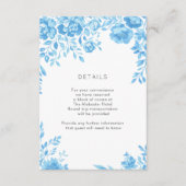 Blauwe Bloemen Border Wedding Details Informatiekaartje (Voorkant)