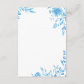 Blauwe Bloemen Border Wedding Details Informatiekaartje (Achterkant)