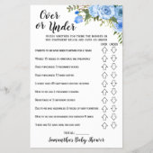 Blauwe bloemen boven of onder Baby shower Flyer (Voorkant)