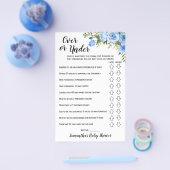 Blauwe bloemen boven of onder Baby shower Flyer (Enkel)