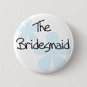 Blauwe bloemen Bridesmaid Ronde Button 5,7 Cm