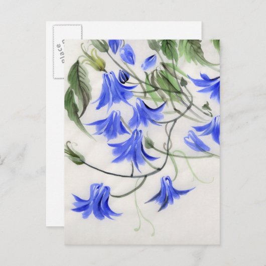 Blauwe bloemen briefkaart (Voorkant / Achterkant)