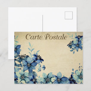 Blauwe bloemen briefkaart