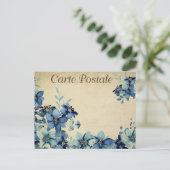 Blauwe bloemen briefkaart (Staand voorkant)