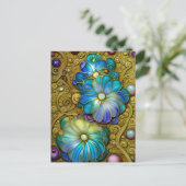  Blauwe Bloemen Briefkaart (Staand voorkant)