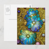  Blauwe Bloemen Briefkaart (Voorkant / Achterkant)