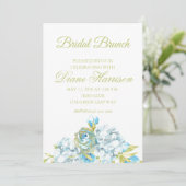 Blauwe Bloemen Bruidsdiner Kaart (Staand voorkant)