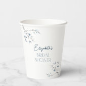 Blauwe Bloemen Bruidsfeest Papieren Bekers (Achterkant)