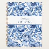Blauwe Bloemen Bruidsmeisje Gepersonaliseerde Naam Planner (Voorkant)
