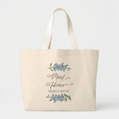 Blauwe Bloemen Bruidsmeisje van Eer Custom Grote Tote Bag (Voorkant)