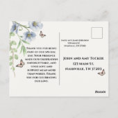 Blauwe bloemen bruiloft bedank kaart (Achterkant)