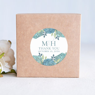 Blauwe Bloemen bruiloft Bedankt Custom Ronde Sticker