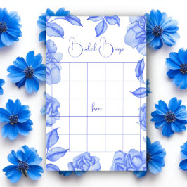 Blauwe Bloemen Bruiloft bingo spel