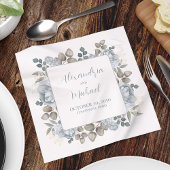 Blauwe bloemen bruiloft gepersonaliseerd servet