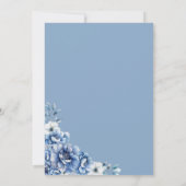 Blauwe bloemen bruiloft na het feest kaart (Achterkant)