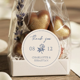  Blauwe Bloemen bruiloft Ronde Sticker