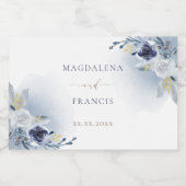 blauwe bloemen bruiloft sparkling wijnetiket (Enkel label)