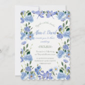 Blauwe Bloemen bruiloft uitnodiging. Kaart (Voorkant)