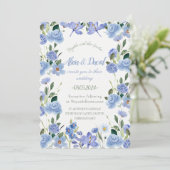 Blauwe Bloemen bruiloft uitnodiging. Kaart (Staand voorkant)