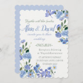 Blauwe Bloemen bruiloft uitnodiging. Kaart (Voorkant / Achterkant)