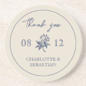  Blauwe Bloemen bruiloft Zandsteen Onderzetter (Voorkant)