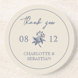  Blauwe Bloemen bruiloft Zandsteen Onderzetter