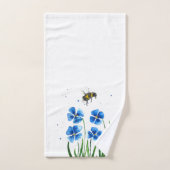 Blauwe bloemen Bumble Bee Wildbloemen Waterverf Bad Handdoek (Handdoek)
