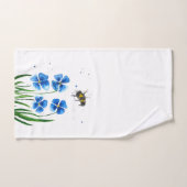 Blauwe bloemen Bumble Bee Wildbloemen Waterverf Bad Handdoek (Handdoek)