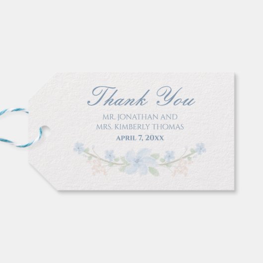 Blauwe Bloemen Cadeaulabel (Achterkant Horizontaal)