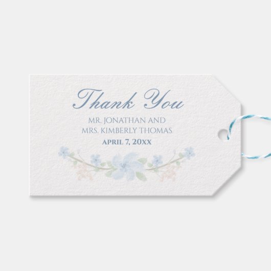 Blauwe Bloemen Cadeaulabel (Voorkant (Horizontaal))