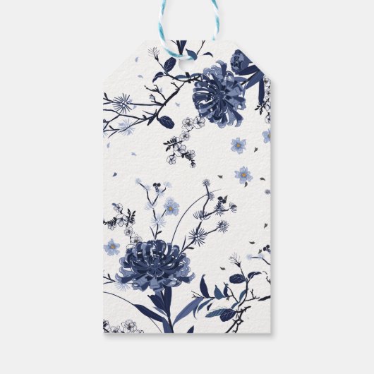 Blauwe bloemen cadeaulabel (Achterkant)