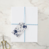 Blauwe bloemen cadeaulabel (Met Touw)