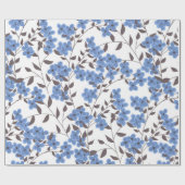 Blauwe bloemen cadeaupapier (Vlak)