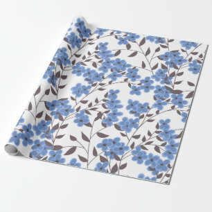Blauwe bloemen cadeaupapier