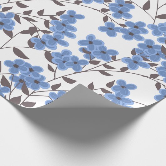 Blauwe bloemen cadeaupapier (Hoek)