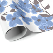 Blauwe bloemen cadeaupapier (Rol Hoek)