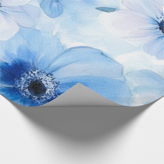 Blauwe bloemen cadeaupapier (Hoek)