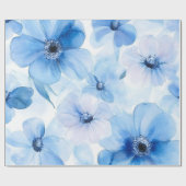 Blauwe bloemen cadeaupapier (Vlak)