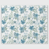 Blauwe Bloemen Cadeaupapier (Vlak)