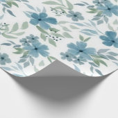 Blauwe Bloemen Cadeaupapier (Hoek)
