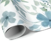 Blauwe Bloemen Cadeaupapier (Rol Hoek)