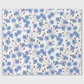 Blauwe bloemen cadeaupapier (Vlak)
