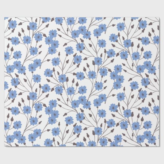 Blauwe bloemen cadeaupapier (Vlak)