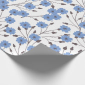 Blauwe bloemen cadeaupapier (Hoek)