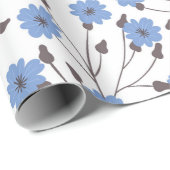 Blauwe bloemen cadeaupapier (Rol Hoek)