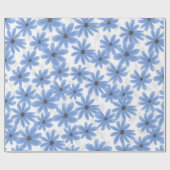 Blauwe bloemen cadeaupapier (Vlak)