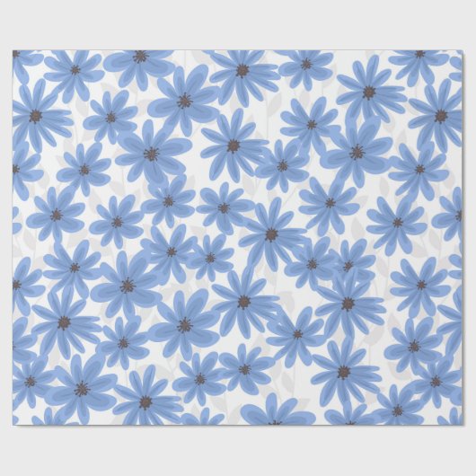 Blauwe bloemen cadeaupapier (Vlak)